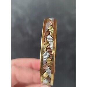 Tricolored Metal Cuff Bracelet Vintage Costume Jewelry